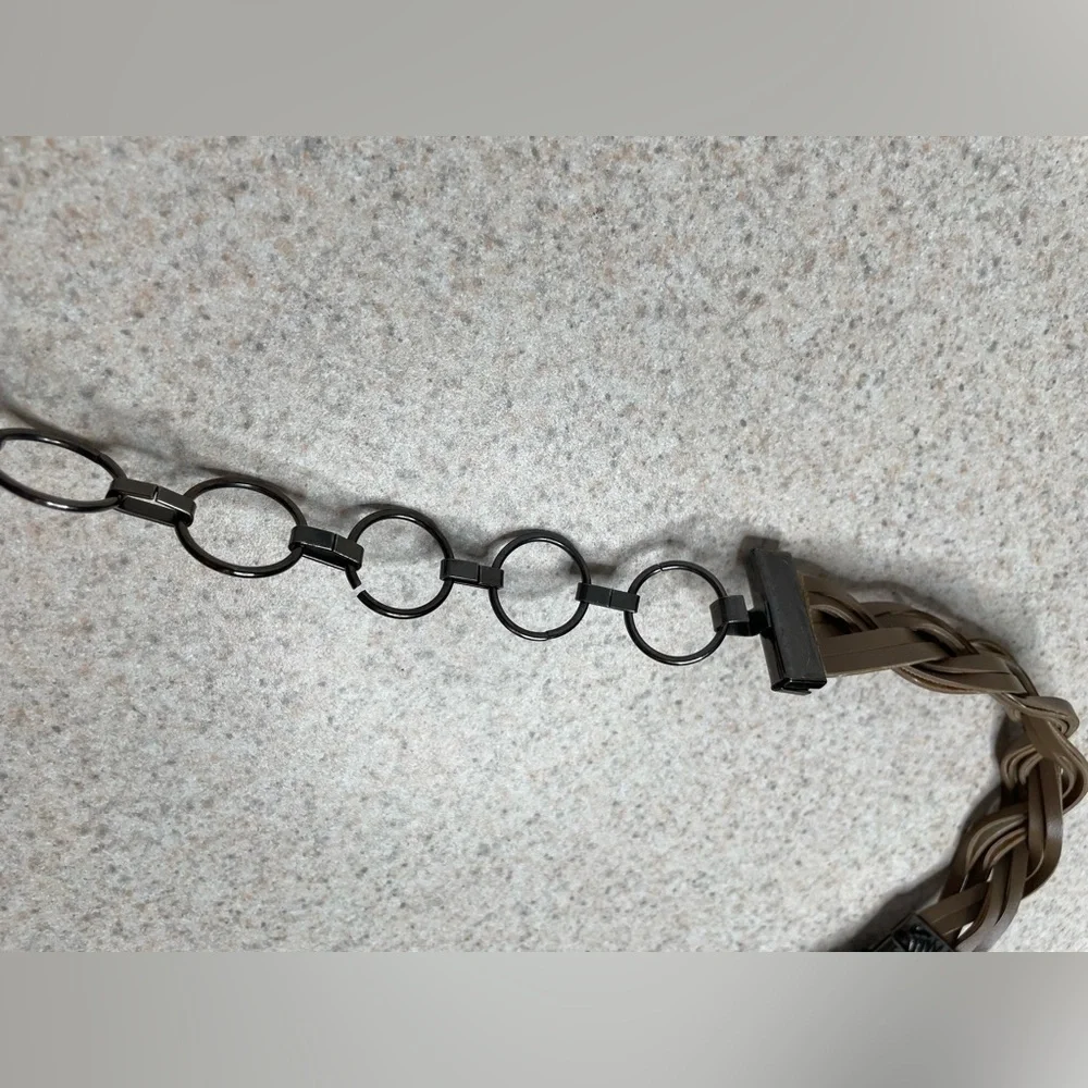 Chain Belt Bronze Metallic Braid Hook Closure